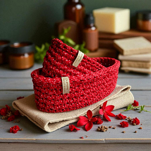 Háčkované košíky | set Red Poppy — foto 1