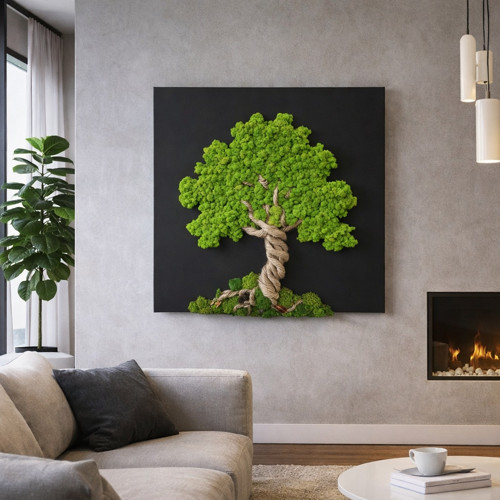 Živý mechový obraz, strom 80x80cm