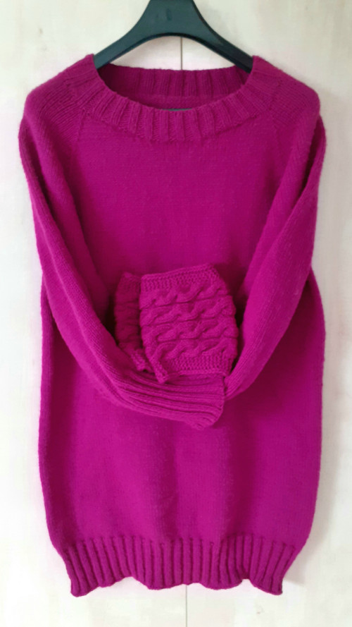 Oversize svetro/šaty MAGENTA +dárek