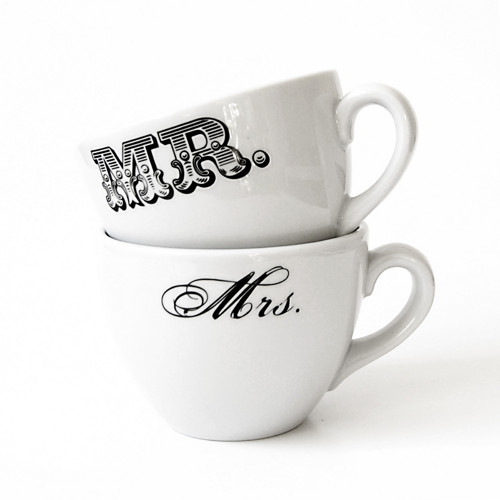 Hrnek porcelánový, svatební " Mrs.and Mr. " 250ml
