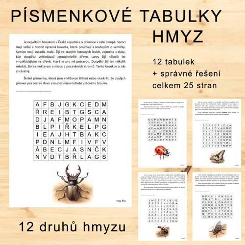Písmenkové Tabulky - Hmyz