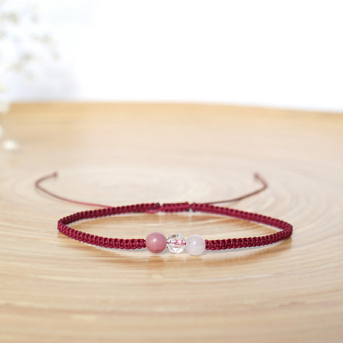 Shamballa náramek Lovely; rodonit,křišťál,růženín