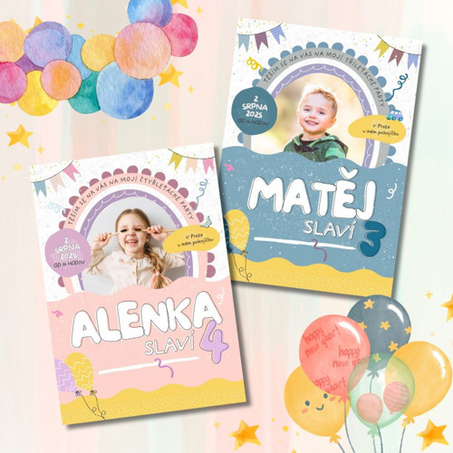 Dětská pozvánka na oslavu narozenin v PDF