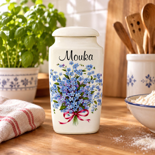 Velká dóza s pomněnkami - mouka