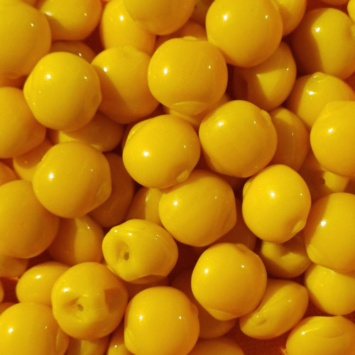 6ks retro skleněné knoflíky - citronky