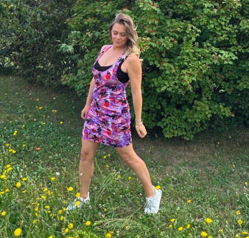 Fialová šatová sukně - krátká