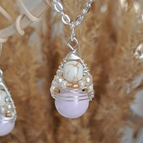 Náhrdelník Boho Pastels - Lila Jadeit
