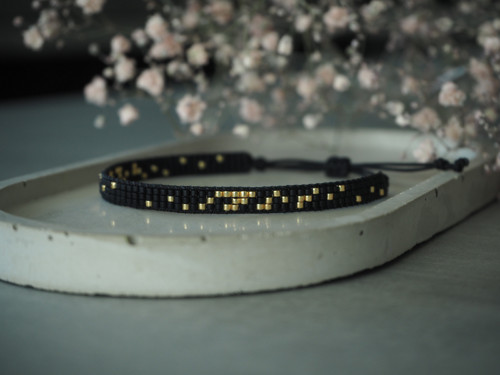 Miyuki tkaný náramek "Delicate"; Black
