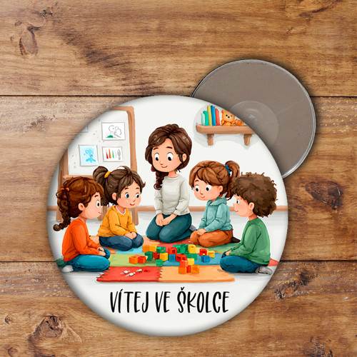 Magnet VÍTEJ VE ŠKOLCE 1ks/5,6cm
