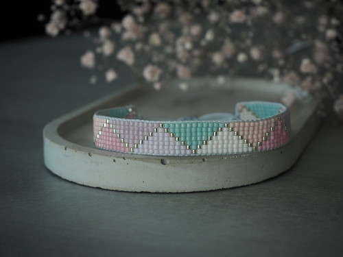 Miyuki tkaný náramek "Pastel Triangles II" — foto 1