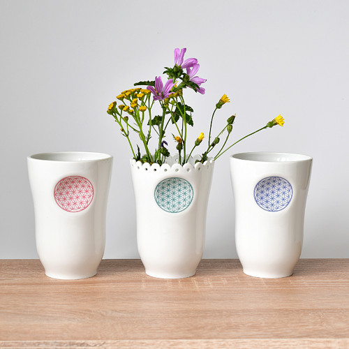 Porcelánový dárkový set pohárky - Květ života
