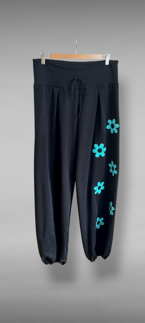 Taneční tepláky s kytičkami (Mint ) vel.2XL -3XL