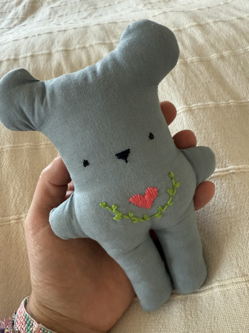 Wide Bubu Bear Grey Embroidered