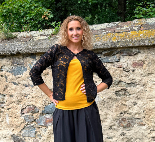 Kardigan krátký elegantní černá krajka