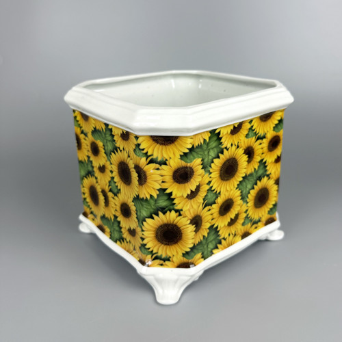 Porcelánový květináč - slunečnice
