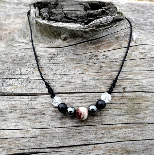 Náhrdelník Choker B8) Jaspis Hematit Onyx KŘ