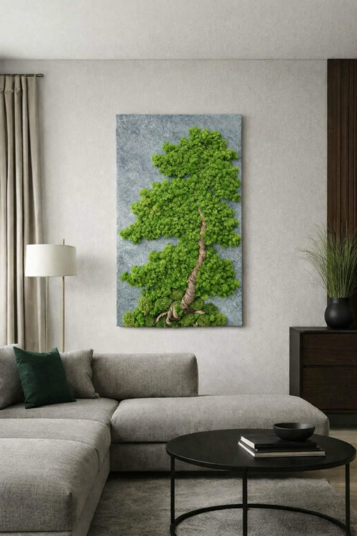 Mechový obraz, strom 60x100cm