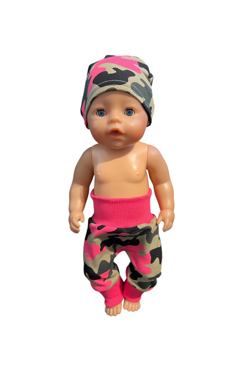Tepláky s čiapkou pre BABY BORN - 43 cm, maskáče