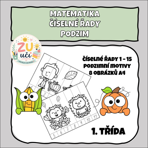 Číselné řady 1 - 15, podzimní omalovánky