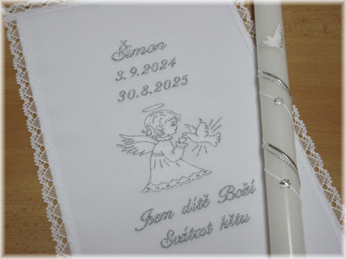 Křestní sada 2D- rouška, svíce — foto 1