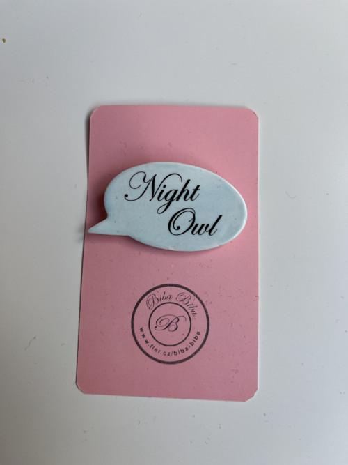 Porcelánová brož-Night Owl baby blue