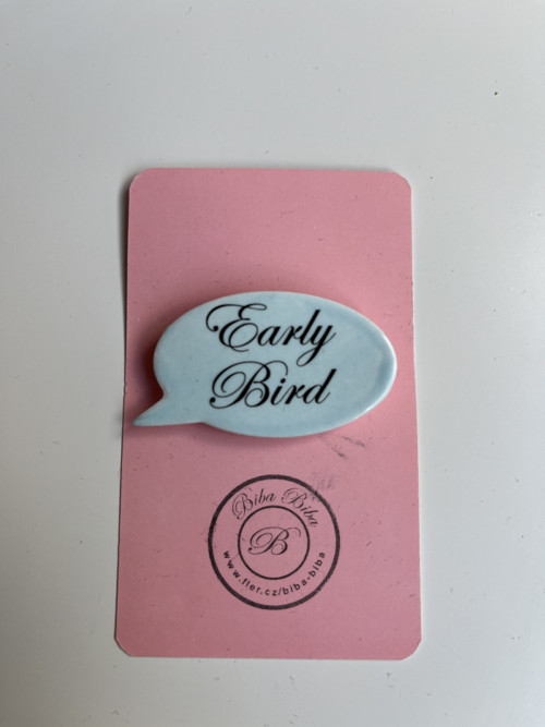 Porcelánová brož - Early Bird bab blue — foto 1