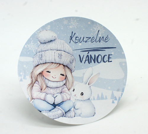 Kouzelné Vánoce holčička samolepky 12 ks - velké