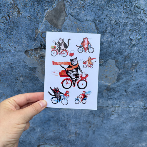 Pohlednice- Kočičí cyklisti — foto 1