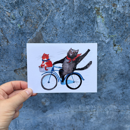 Pohlednice- Kočičí cyklisti — foto 1