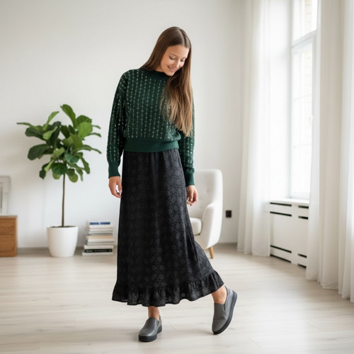 Úpletová dlouhá sukně "Circle Knit Skirt"