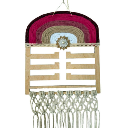 Organizér na vlasové doplňky - macramé růžový