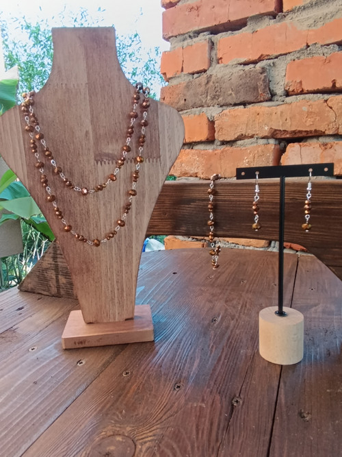 Sada náušnice + náramek + korále