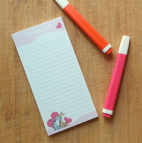 Trhací blok to-do list s kočkami a srdíčky