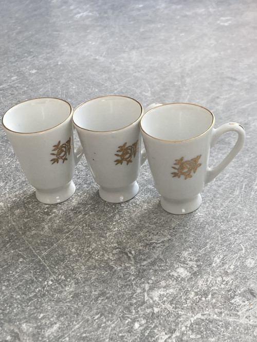 Retro porcelánové štamprlky, zlatý dekor, 3 ks