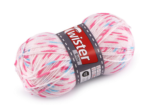 Pletací příze Baby (50g) - bílá/růžová