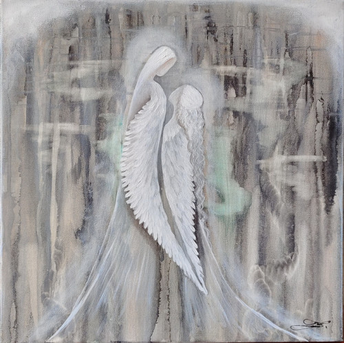 Andělé 40x40cm - olej na plátně