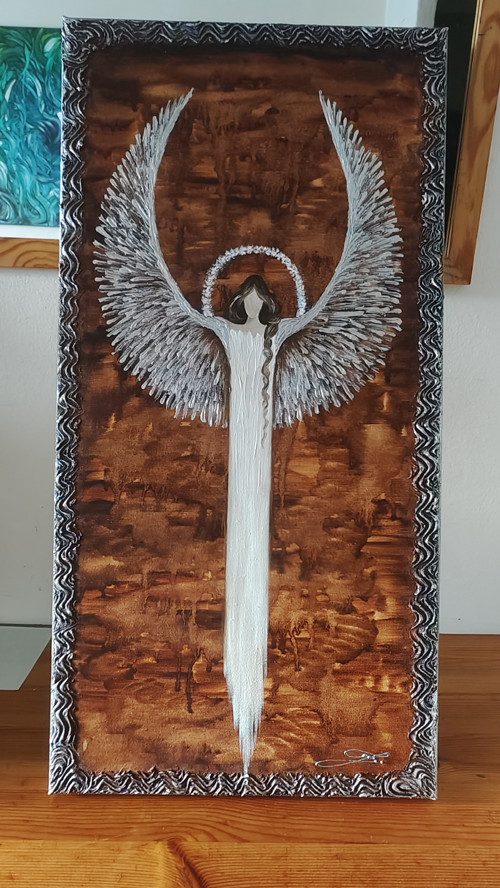 Anděl - 60x30cm - olej na plátně + struktura