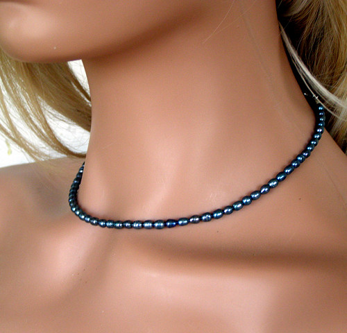 ŘÍČNÍ PERLY DUHOVÉ TMAVÉ 4-6mm*náhrdelník*choker