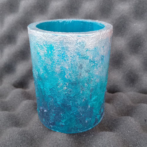 Aqua-stříbrný stojánek - dřevěný malovaný