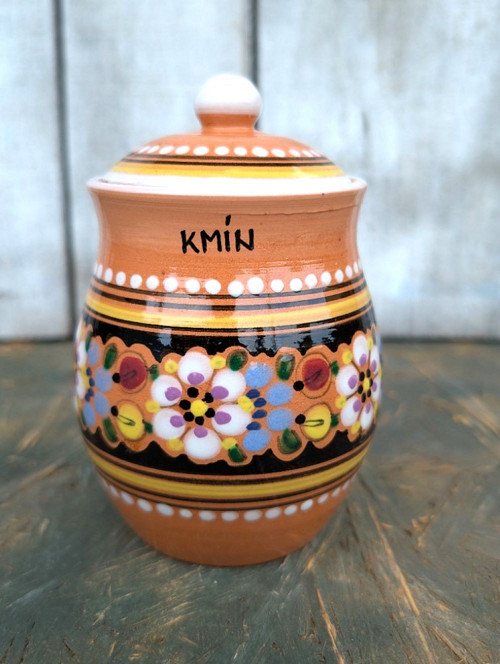 Retro keramická dóza na kmín, zn. Keralit.