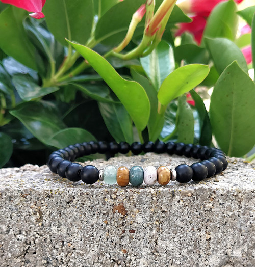 Pánský náramek z minerálů / onyx, achát /0,6