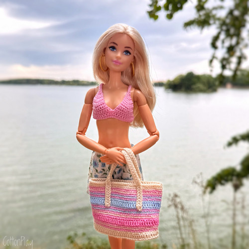 Plážová taška pro Barbie -kombinace růžová a modrá
