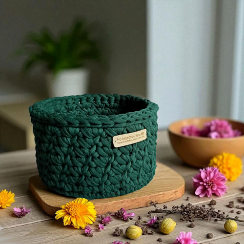 Háčkovaný košík Ø 15 | Malachite