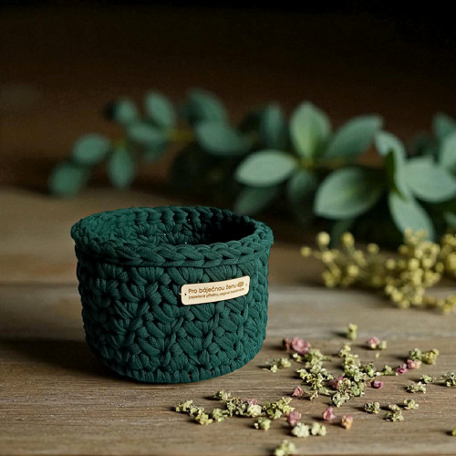 Háčkovaný košík Ø 12.5 | Malachite