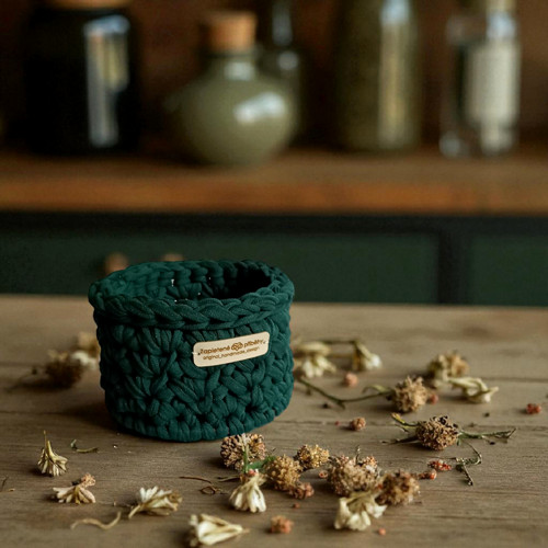 Háčkovaný košík Ø 10 | Malachite — foto 1