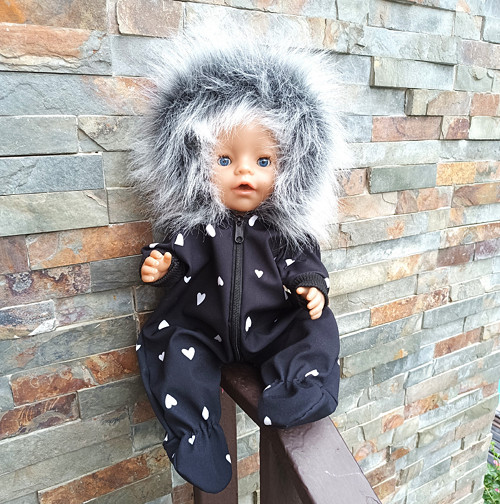 Softshellová kombinéza Baby Born 43cm - Srdíčka
