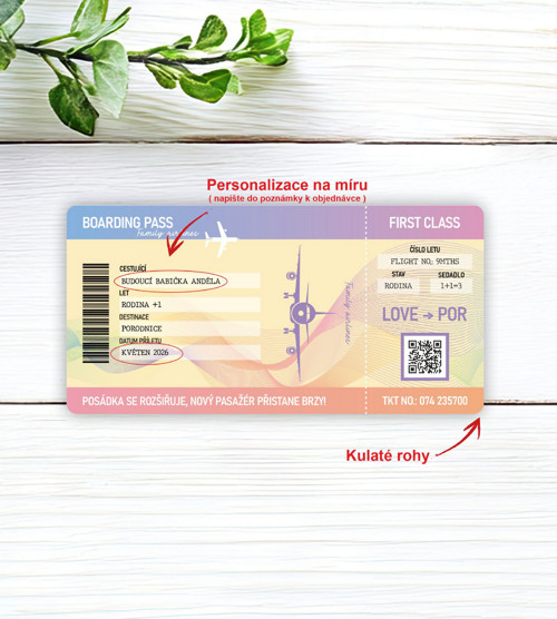 Personalizovaná letenka – oznámení těhotenství