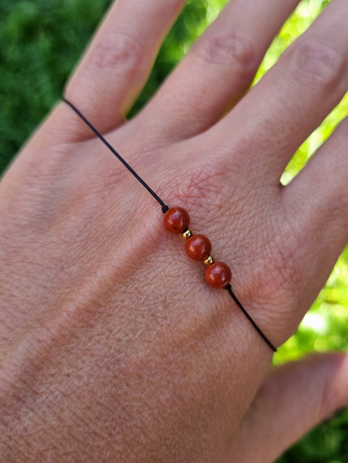 Náramek JASPIS ČERVENÝ posuvný 4mm GOLD