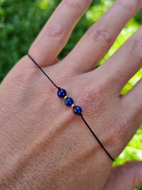 Náramek LAPIS LAZULI posuvný 4mm GOLD
