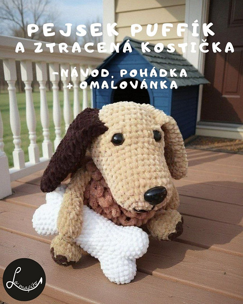Pejsek Puffík a ztracená kost - set na háčkování